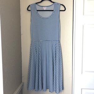 Lularoe- Blue and white pattern dress